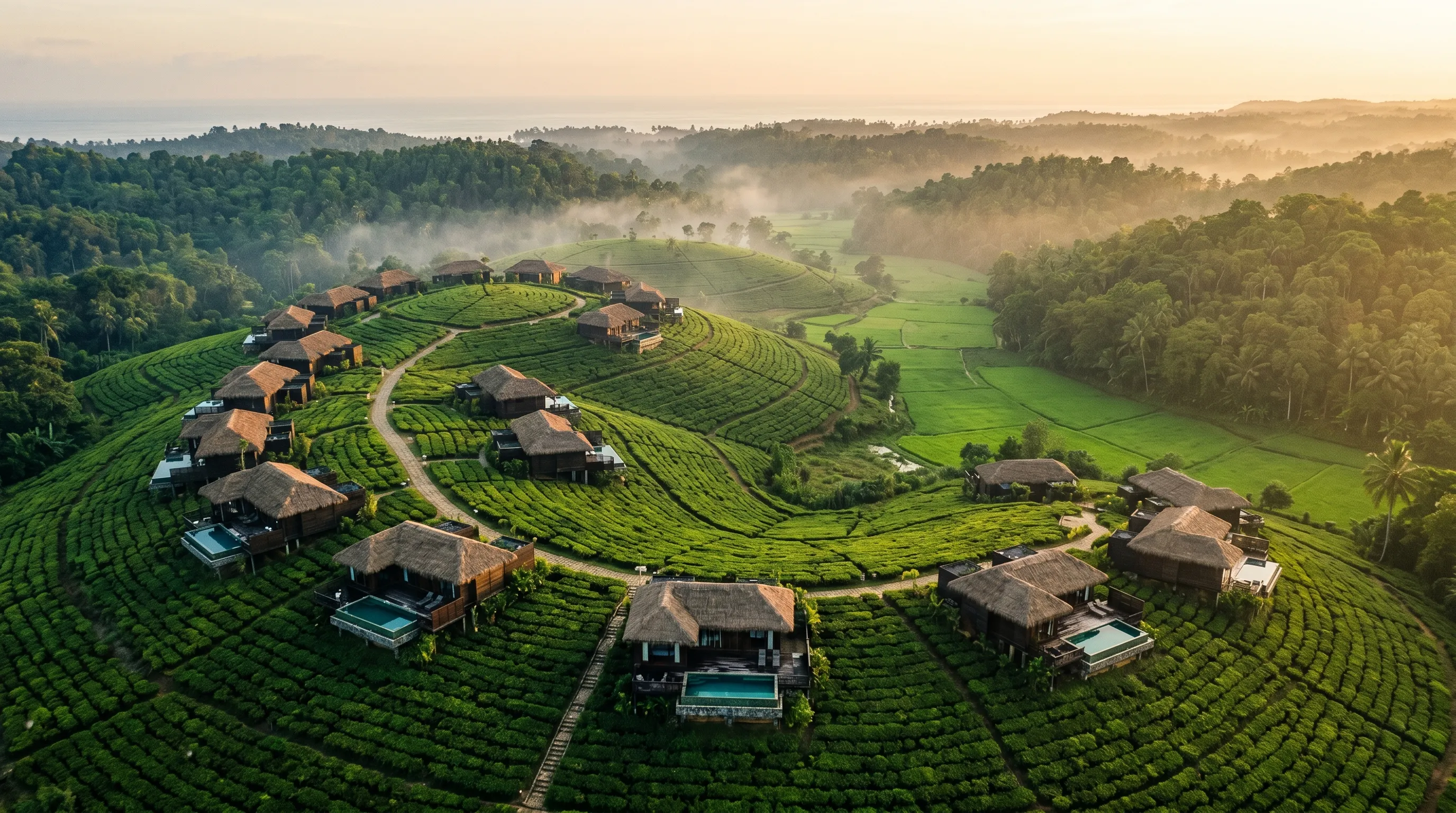 ANYA Melia tea plantation resort aerial view