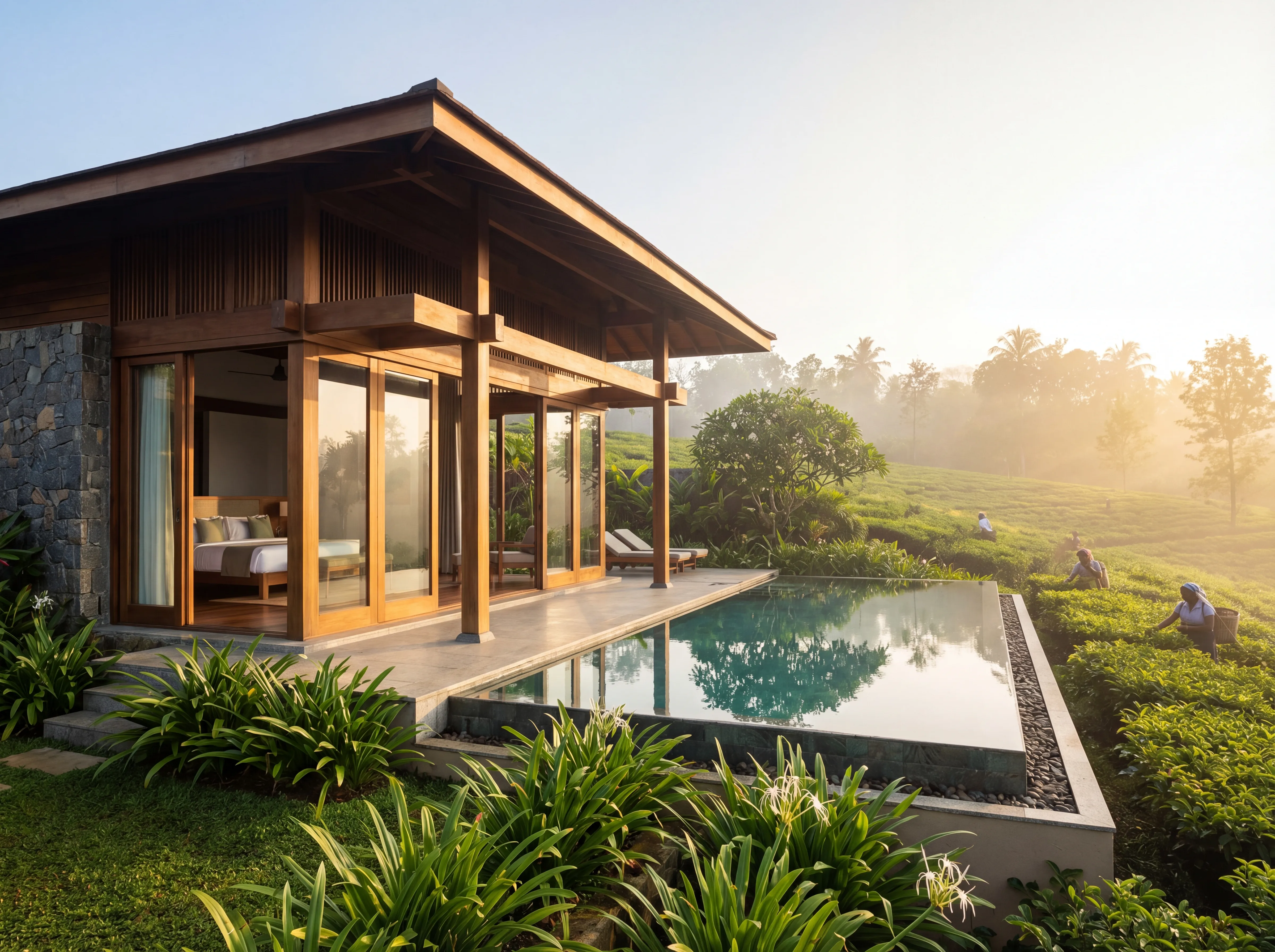 ANYA Melia villa with infinity pool overlooking tea plantation, Talpe Sri Lanka